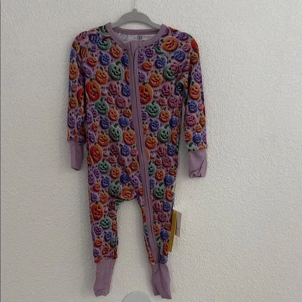 NWT-Halloween Pumpkin Print double zip One Piece- size 9-12months